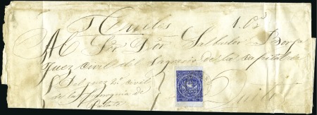Stamp of Ecuador » 1865-72 First Issue 1/2r Blue, 6th printing (1872), typical poor impre