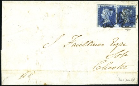 Stamp of Great Britain » 1840 2d Blue (ordered by plate number) Plate 2 PA-PB pair (PA showing double P variety) w