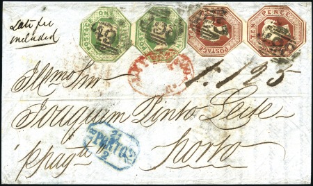 Stamp of Great Britain » 1847-54 Embossed 1852 (Feb 16) Entire from Manchester to Portugal w