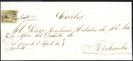 Stamp of Ecuador » 1865-72 First Issue 1r Olive, 1st printing group, very scarce colour a