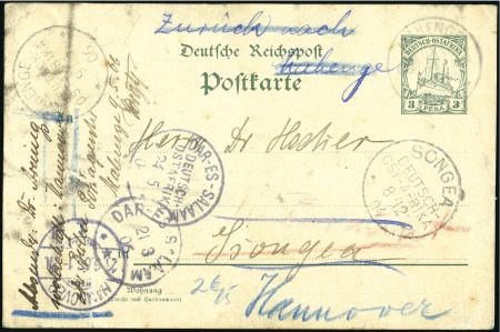 Stamp of Germany » German Colonies » German East Africa 1904 3Pesa postal stationery card mailed December 