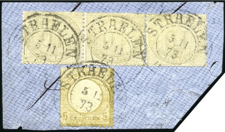 Stamp of Germany » German Empire 1872 Issue 10gr grey in horizontal strip of 3 tied