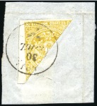 Stamp of Ecuador » 1865-72 First Issue Four BISECTS tied to fragments, each tied by town 