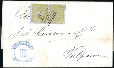 Stamp of Ecuador » 1865-72 First Issue 1r Dull Yellow on bluish paper (SG n° 7) from the 