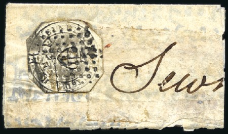 Stamp of India 1852 "Scinde Dawk" 1/2a white, just touched in two