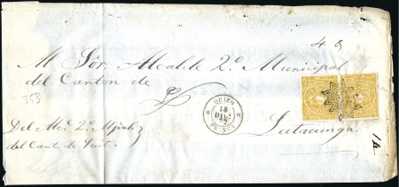 Stamp of Ecuador » 1865-72 First Issue 1r Orange-Yellow on quadrille paper, 1872 5th prin