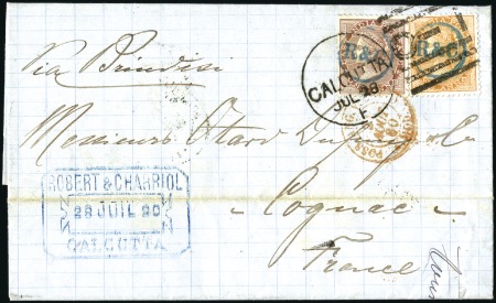 Stamp of India 1880 (Jul 28) Entire from Calcutta to France with 