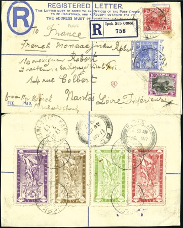 Stamp of Malaysia » Malayan Federation 1917 (Mar 29) Registered envelope sent from Ipoh S