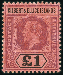 Stamp of Gilbert and Ellice Islands 1912-24 £1 Purple & Black on red, mint nh, very fi