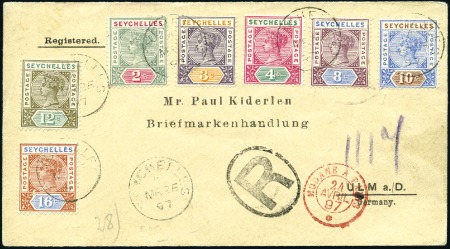 Stamp of Seychelles 1897 (Mar 25) Envelope sent registered to Germany 