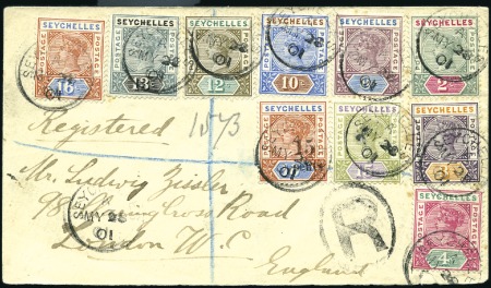 Stamp of Seychelles 1901 (May 28) Envelope sent registered to England 