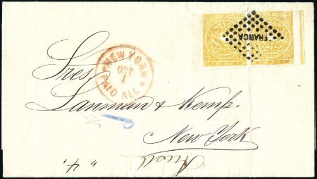 Stamp of Ecuador » 1865-72 First Issue 1r Yellow, 1873 complete folded letter to New York