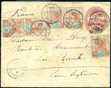 Stamp of Seychelles 1901 (May 12) 6c on 8c Postal stationery envelope 
