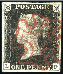 Stamp of Great Britain » 1840 1d Black and 1d Red plates 1a to 11 Plate 6 LF with good to very good margins margins,