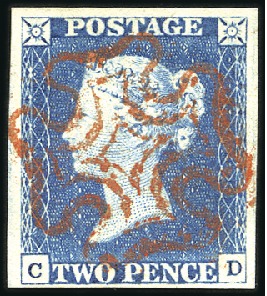 Stamp of Great Britain » 1840 2d Blue (ordered by plate number) Plate 1 CD with good to large margins, crisp and c