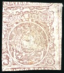 Stamp of Ecuador » 1865-72 First Issue 4r Variety, PRINTED BOTH SIDES, one of only a few 