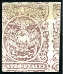 Stamp of Ecuador » 1865-72 First Issue 4r Variety, PRINTED BOTH SIDES, two single example