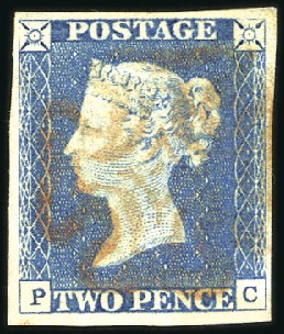 Stamp of Great Britain » 1840 2d Blue (ordered by plate number) Plate 1 PC with good to very large margins, light 