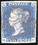 Stamp of Great Britain » 1840 2d Blue (ordered by plate number) Group of seven 1840 2d blues, each with varying fa