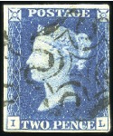 Stamp of Great Britain » 1840 2d Blue (ordered by plate number) Group of seven 1840 2d blues, each with varying fa