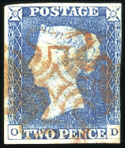 Stamp of Great Britain » 1840 2d Blue (ordered by plate number) Group of seven 1840 2d blues, each with varying fa