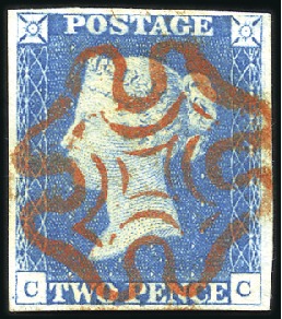 Stamp of Great Britain » 1840 2d Blue (ordered by plate number) Plate 1 CC with fine to very good margins, vivid r