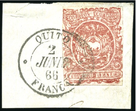 Stamp of Ecuador » 1865-72 First Issue 4r Dull Rose Red, scarcer shade of the 1st printin