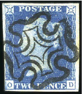 Stamp of Great Britain » 1840 2d Blue (ordered by plate number) Plate 2 OD with fine to large margins, crisp black