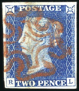 Stamp of Great Britain » 1840 2d Blue (ordered by plate number) Plate 1 RL with good to very good margins, crisp r