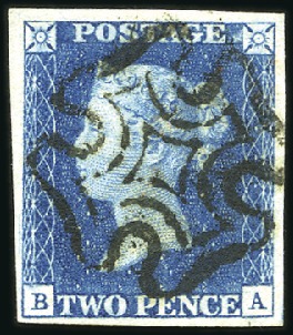 Stamp of Great Britain » 1840 2d Blue (ordered by plate number) Plate 2 BA with good to large margins, crisp black
