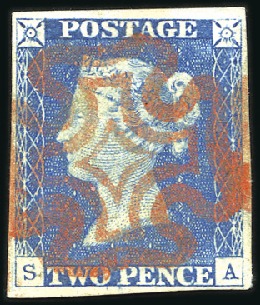 Stamp of Great Britain » 1840 2d Blue (ordered by plate number) Plate 1 SA with good to very good margins, crisp r