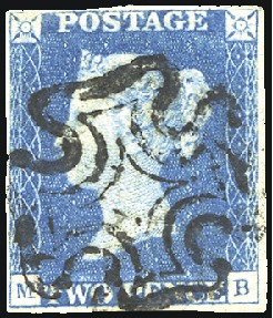 Stamp of Great Britain » 1840 2d Blue (ordered by plate number) Plate 2 MB with close to good margins, neat black 