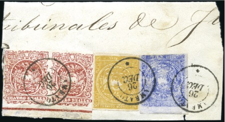 Stamp of Ecuador » 1865-72 First Issue 4r Brownish Red, 2nd printing B marginal pair with