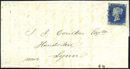 Stamp of Great Britain » 1840 2d Blue (ordered by plate number) Plate 1 GH with good to large margins tied by blac