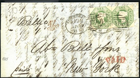 Stamp of Great Britain » 1847-54 Embossed 1854 (Jul 27) Lettersheet from Liverpool to the US