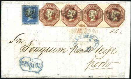 Stamp of Great Britain » 1847-54 Embossed 1852 (Jul 5) Enitre from Manchester to Portugal wi