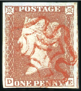 Stamp of Great Britain » 1841 1d Red Unplated DE with fine to very good margins with cr
