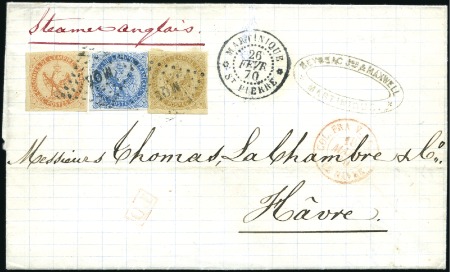 Stamp of Colonies françaises » Martinique 1870 Lettre avec Aigle 10c +20c +40c, bien margés,