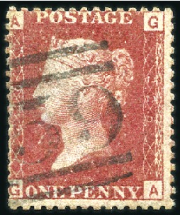 Stamp of Great Britain » 1854-70 Perforated Line Engraved 1864 1d Red pl.225 with neat Scots numeral cancel,
