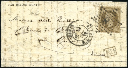 Stamp of France 1870 Ballon monté "Le General Uhrich" Formule 'PAR