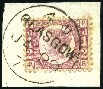Stamp of Great Britain » 1854-70 Perforated Line Engraved 1870 1/2d pl.9 on piece with crisp Glasgow cds, sc