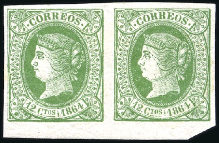 Stamp of Spain 1860-1865 Small group of mint hinged, all with ori