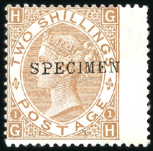 Stamp of Great Britain » 1855-1900 Surface Printed 1880 2s Brown with SPECIMEN ovpt (type 9), mint hr