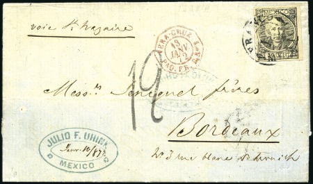 Stamp of Mexico 1872 Cover to France with 50c black with Durango o