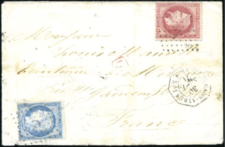 Stamp of France 1871 Enveloppe pour la France avec 80c Lauré +20c 