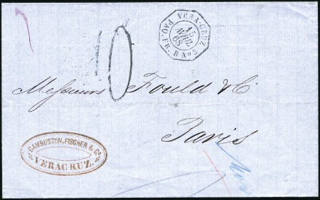 Stamp of France 1868 Lettre sans texte de Vera Cruz (càd mexicain 