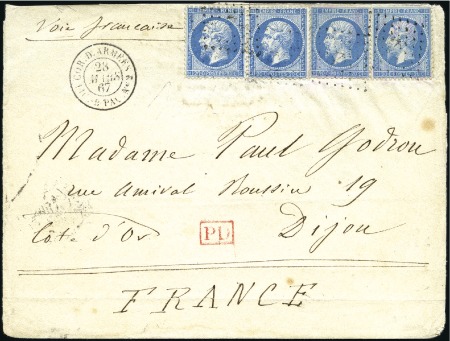 Stamp of France 1867 Rare càd COR D ARMEES B Paq N°2 28.03.67 sur 