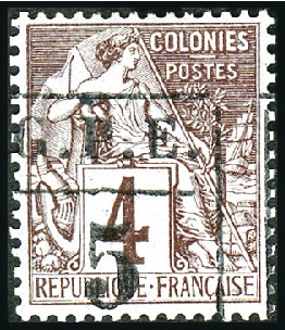 Stamp of Colonies françaises » Guadeloupe 1884 Essai non émis avec surcharge 5 large sur 4c,