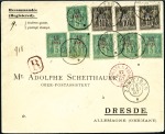 Stamp of Colonies françaises » Zanzibar (Poste française) 1894-96 10a sur 1F et 5a sur 50c sur lettre recomm