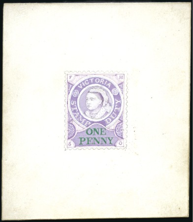Stamp of Australia » Victoria 1884-96 1d Handpainted essay on card (77x88mm) for
